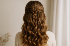 Halb offene Frisur geflochten mit Locken – der Look der dir Komplimente ohne Ende bringt