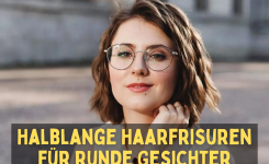 Halblange Haarfrisuren für Runde Gesichter