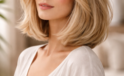 Platz 1 Bob frisuren mittellang blond mit soften Stufen für mehr Volumen