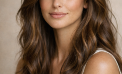 Platz 1 Brünette Haare mit Strähnen natürlich und harmonisch