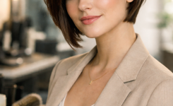 Platz 1 Frisur kurz rundes Gesicht Der moderne asymmetrische Bob