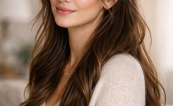 Platz 2 Frisuren lange Haare Alltag als lässiger Half Bun mit Struktur