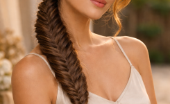 Platz 2 Geflochtene Haare Fischgrätenzopf für einen eleganten Look