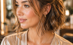Platz 2 Hochsteckfrisur kurze haare als Half Up Look