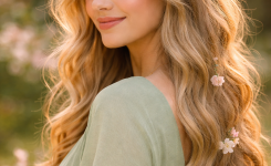 Platz 2 Oster Frisuren Idee Lockere Wellen mit Blumen