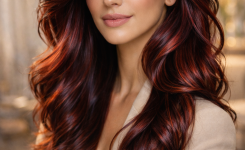 Platz 3 Burgunder Haar mit Highlights für mehr Dimension
