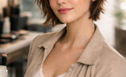 Platz 3 Frisur kurz rundes Gesicht Der gestufte Short Shag