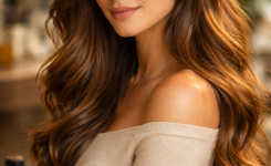 Platz 3 Haarfarbe Caramel Braun mit natürlichen warmen Reflexen Platz 3 Haarfarbe Caramel Braun mit natürlichen warmen Reflexen