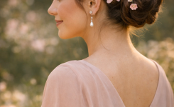 Platz 3 Oster Frisuren Idee Der niedrige Dutt mit Frühlings-Accessoires