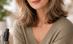 Platz 3 frisuren ab 60 mittellang mit brille Der fransige Shag Cut mit Bewegung