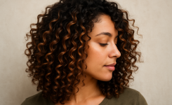 Sanfte Balayage Highlights für lockige Haare die deinen Look sowas von boosten