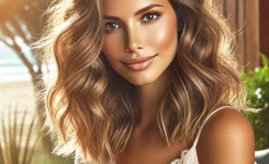 Sommer Frisuren 2025 Frauen mittellang mit Beach Waves Sommer Frisuren 2025 Frauen mittellang mit Beach Waves