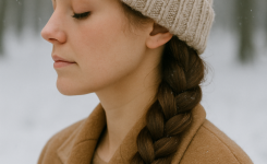 Tiefer Zopf als klassische Winter Frisur