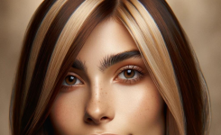 braune haare mit blonden strähnen vorne