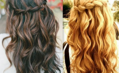 Frisuren Hochzeit Für Lange Gewellte Haare Mit Zöpfen An Der Spitze, Und Das Bild Sieht Deutlich, Von Hinten, Ist Für Blonde Haare, Schwarze Oder Braune Haare